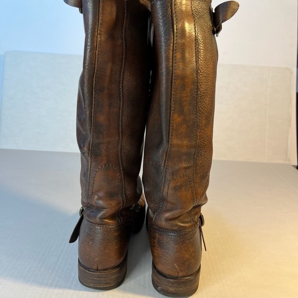 Frye Sz 7 Veronica Slouch Distressed Brown Leather Knee Boots - Picture 10 of 14